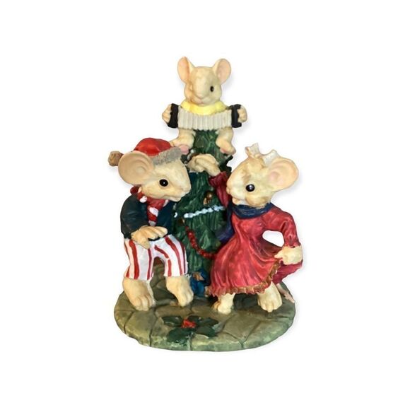 VTG Three Dancing Mice Christmas Tree Figurine - Picture 1 of 10